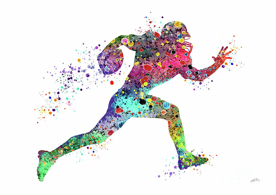 900x636 Football Player Sports Art Print Watercolor Print American - Sports Watercolor