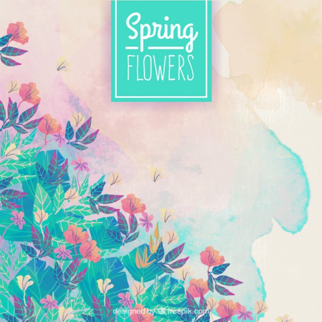 626x626 Spring Flowers Watercolor Background Vector Free Download - Spring Flowers Watercolor