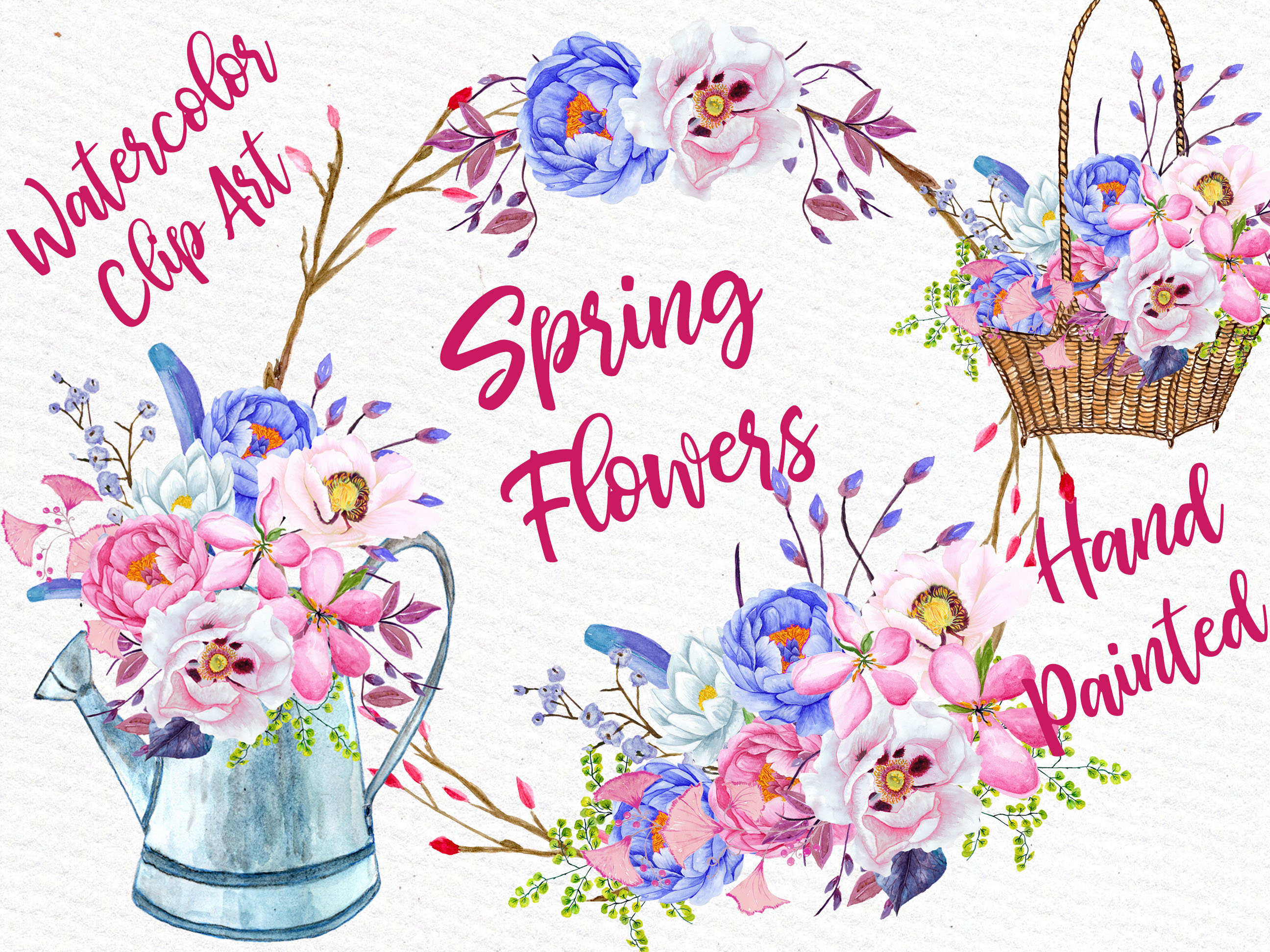 2592x1944 Watercolor Flowers Watercolor Clipart Spring Etsy - Spring Flowers Watercolor