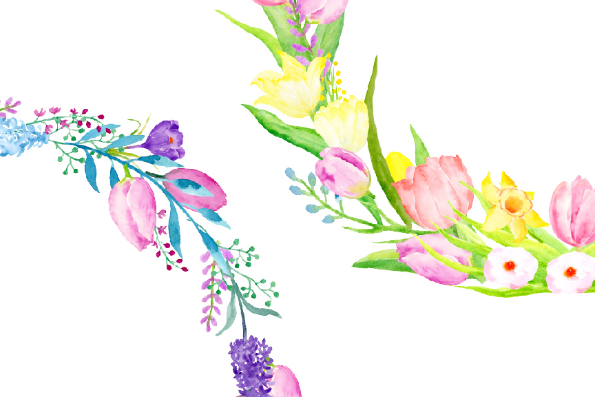 864x576 Watercolor Spring Flower Wreath By Cornercroft - Spring Watercolor