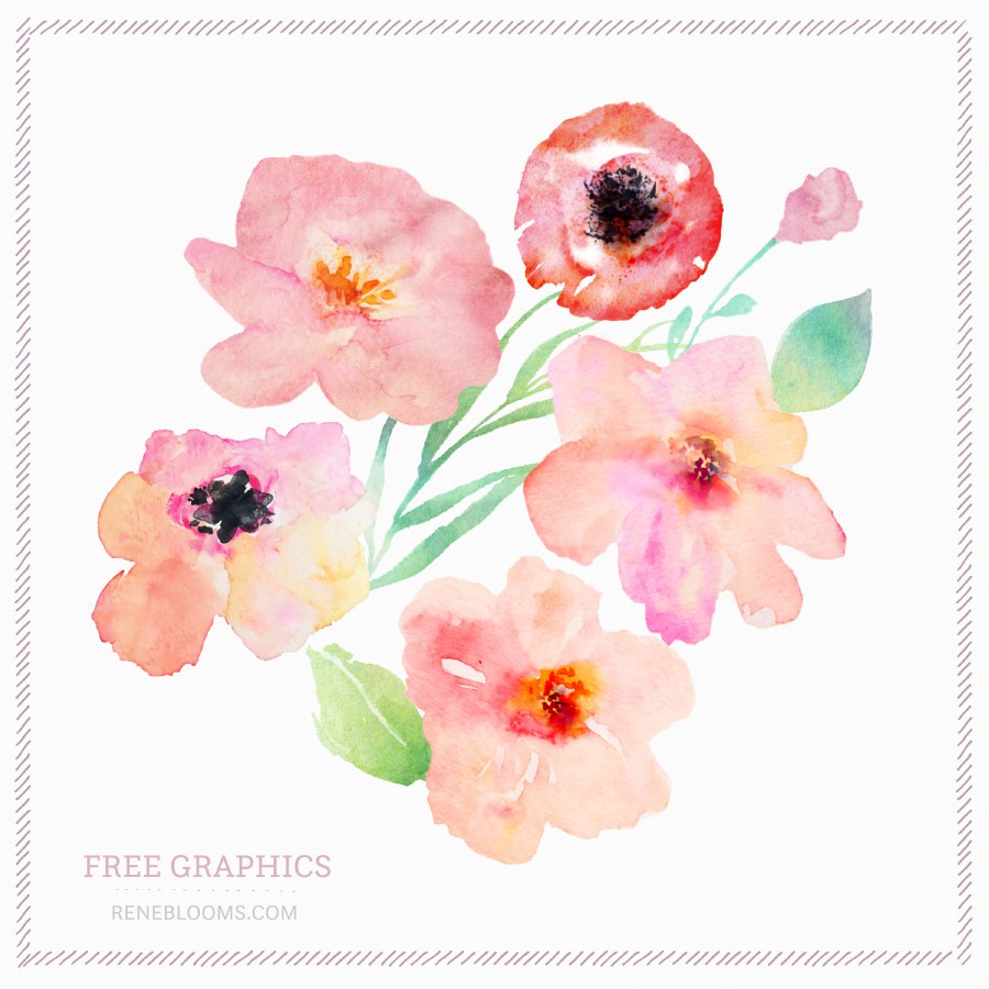 900x900 Free Spring Watercolor Flowers Free Design Resources - Spring Watercolor