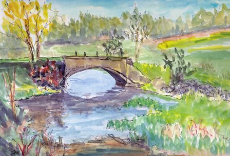 448x305 Landscape Painting Carolhughesart - Spring Watercolor Paintings