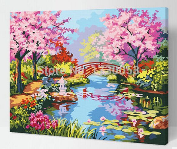 584x494 Picture Painting Numbers Hand Painted Canvas Oil Paintings Spring - Spring Watercolor Paintings