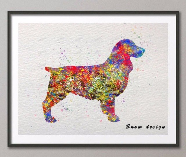 640x539 Original Springer Spaniel Dog Watercolor Canvas Painting Dog Wall - Springer Spaniel Watercolor