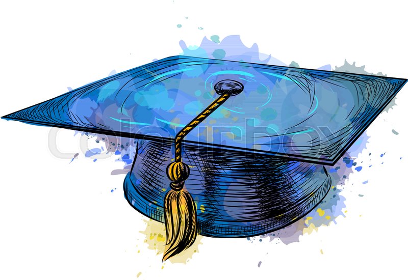 800x550 Graduation Cap, Square Academic Cap From A Splash Of Watercolor - Square Watercolor
