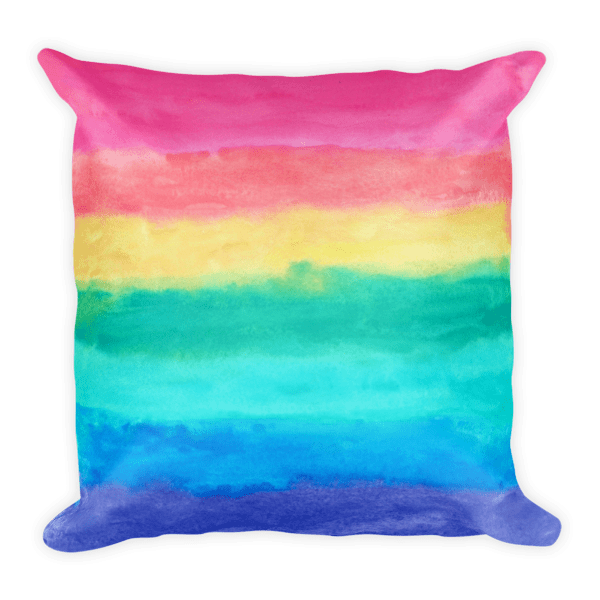 600x600 Watercolor Rainbow Square Pillow - Square Watercolor