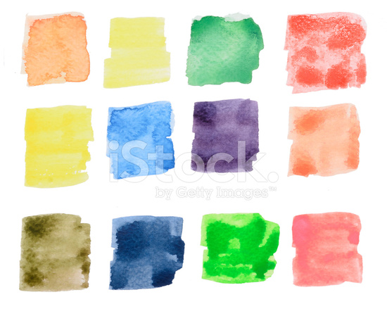 550x439 Colorful Watercolor Square Draw Isolated Stock Photos - Square Watercolor