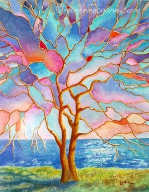 300x386 Stained Glass Watercolor Tree By Tammie Kreativ - Stained Glass Watercolor