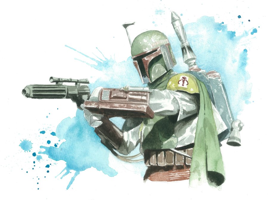 900x672 Star Wars Watercolor Print Boba Fett By Jawart728 - Star Wars Watercolor