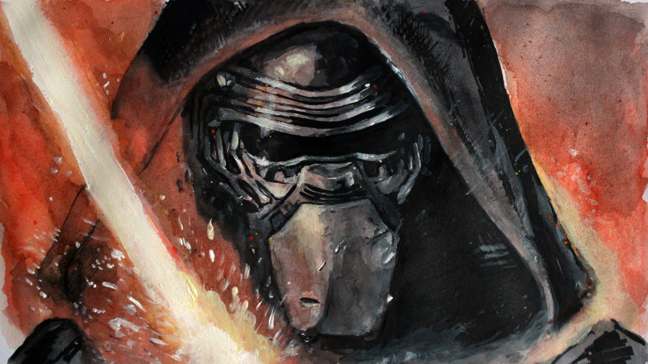 1280x720 Watercolour Sketch Of Kylo Ren (Star Wars The Force Awakens - Star Wars Watercolor Art