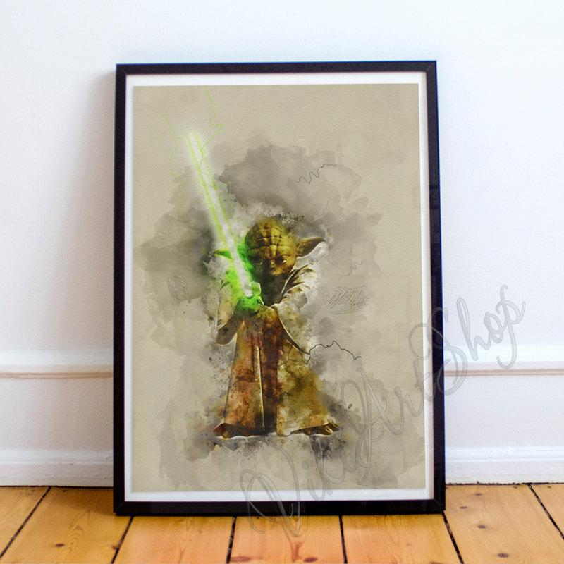 800x800 Yoda Print Star Wars Yoda Master Poster, Yoda Watercolor Art - Star Wars Watercolor Art