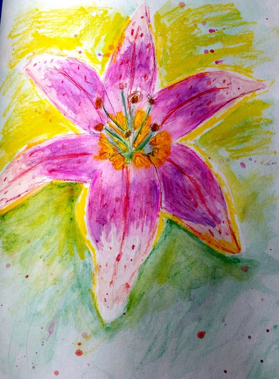 Stargazer Lily Watercolor at PaintingValley.com | Explore collection of ...