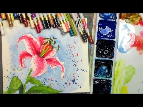 480x360 Watercolor Stargazer Lily Tutorial - Stargazer Lily Watercolor
