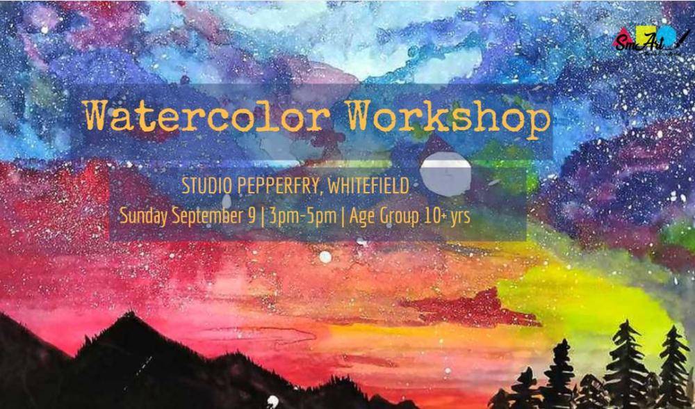 1000x588 Starry Night Watercolor Painting - Starry Night Watercolor