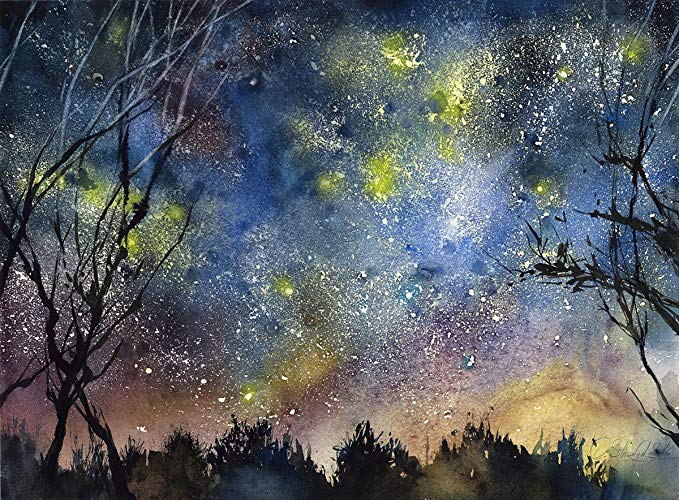 Starry Night Watercolor at PaintingValley.com | Explore collection of ...