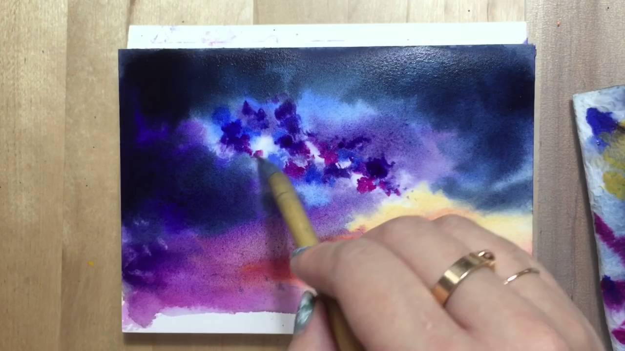 1280x720 Watercolor Starry Night Sky Demonstration - Starry Night Watercolor