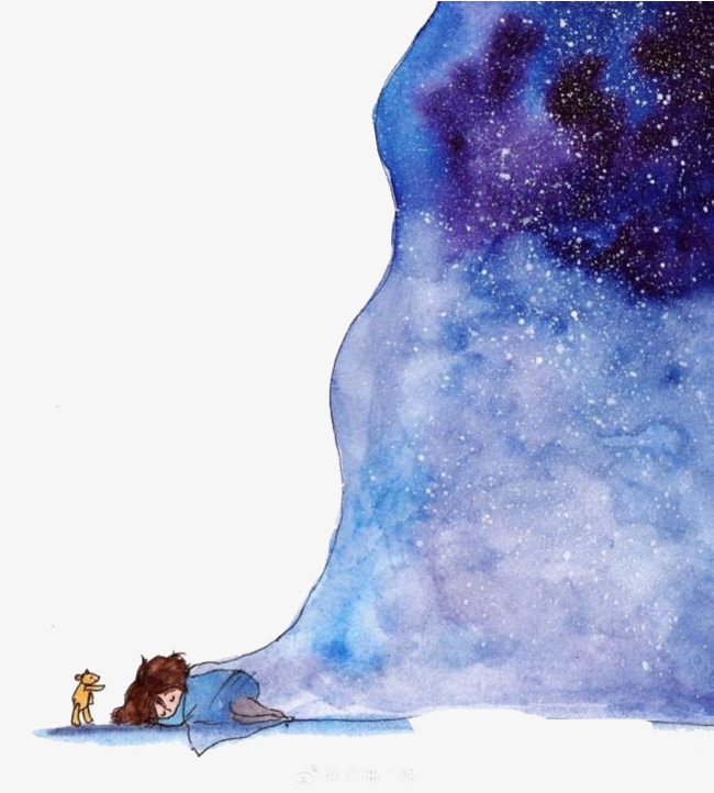 650x722 Watercolor Starry Sky, Watercolor Clipart, Starry Sky, Girl Png - Starry Night Watercolor