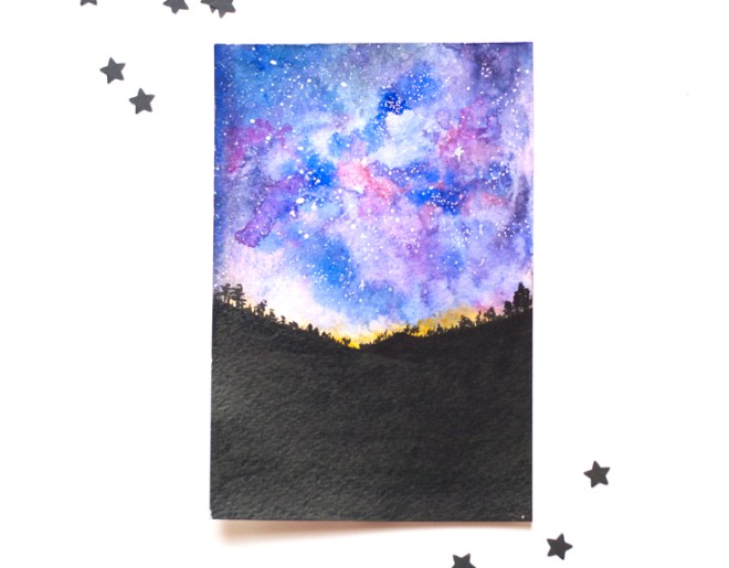 660x515 How To Paint A Watercolor Galaxy, Nebula And Night Sky 10 Tutorials - Starry Sky Watercolor