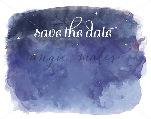 623x488 Night Sky Save The Date Template With Watercolor Blue - Starry Sky Watercolor