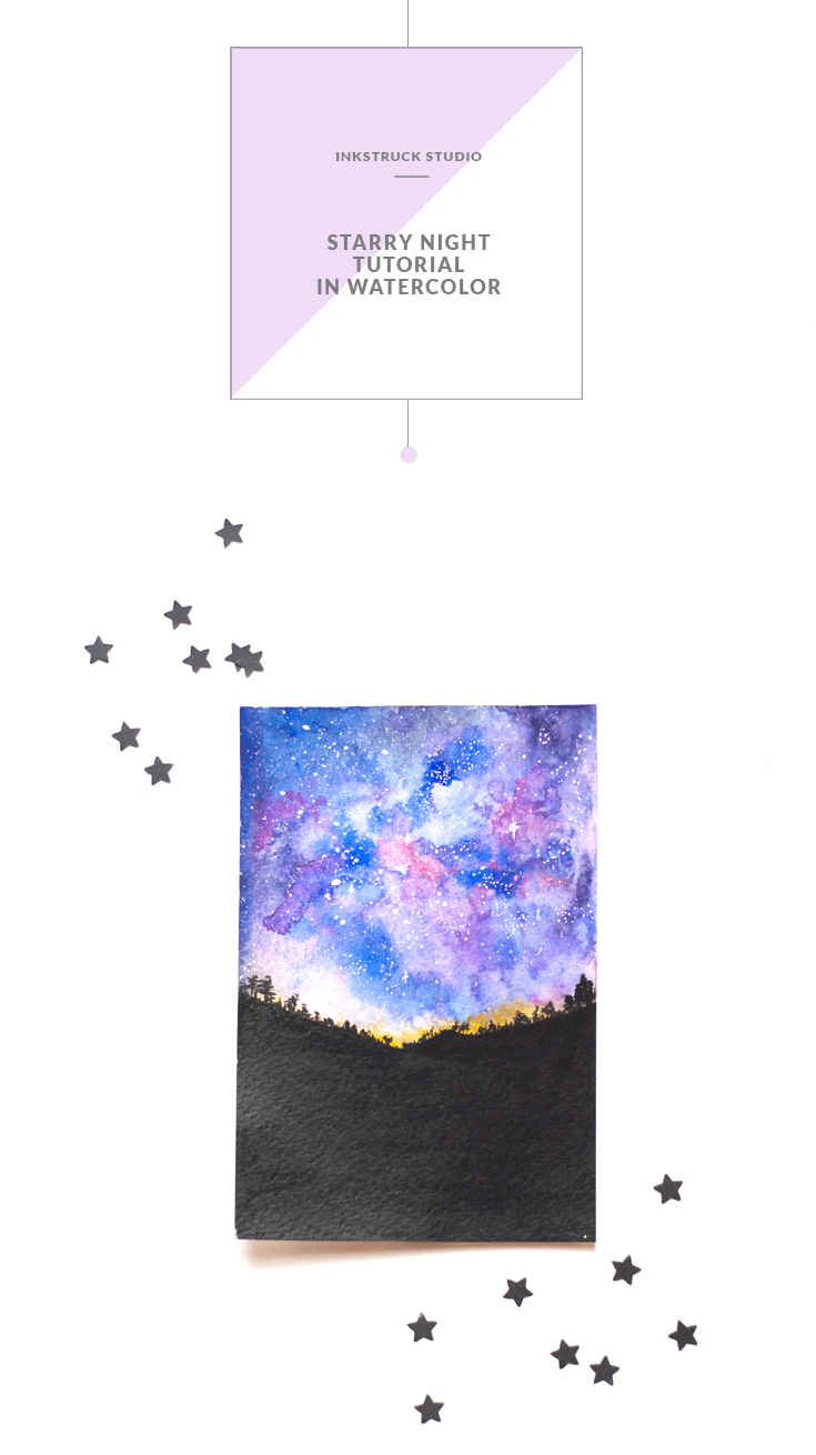 735x1310 Starry Night Tutorial In Watercolor - Starry Sky Watercolor