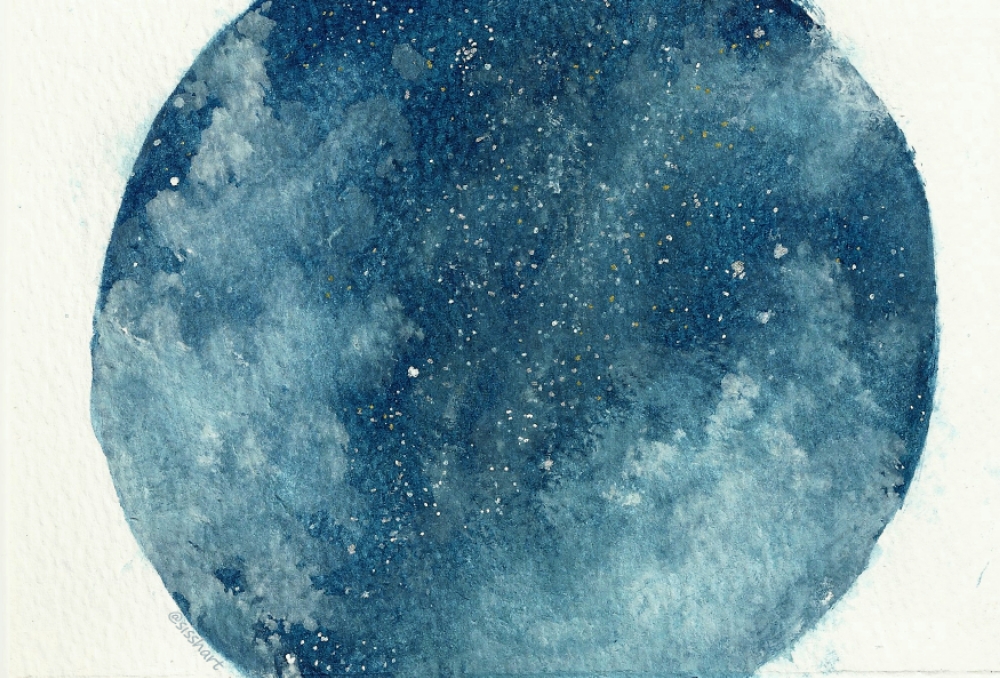 1000x678 Starry Sky Day 6 World Watercolor Month Sissh Art - Starry Sky Watercolor