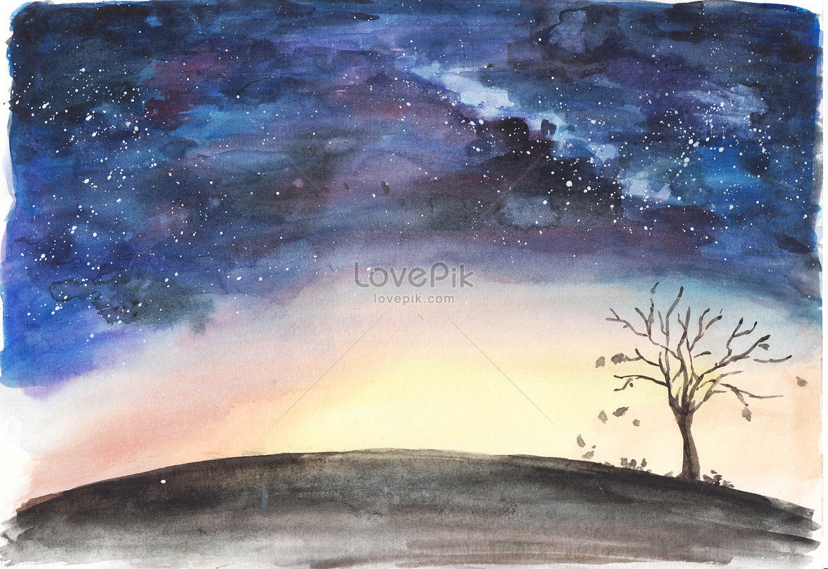 Starry Sky Watercolor at PaintingValley.com | Explore collection of