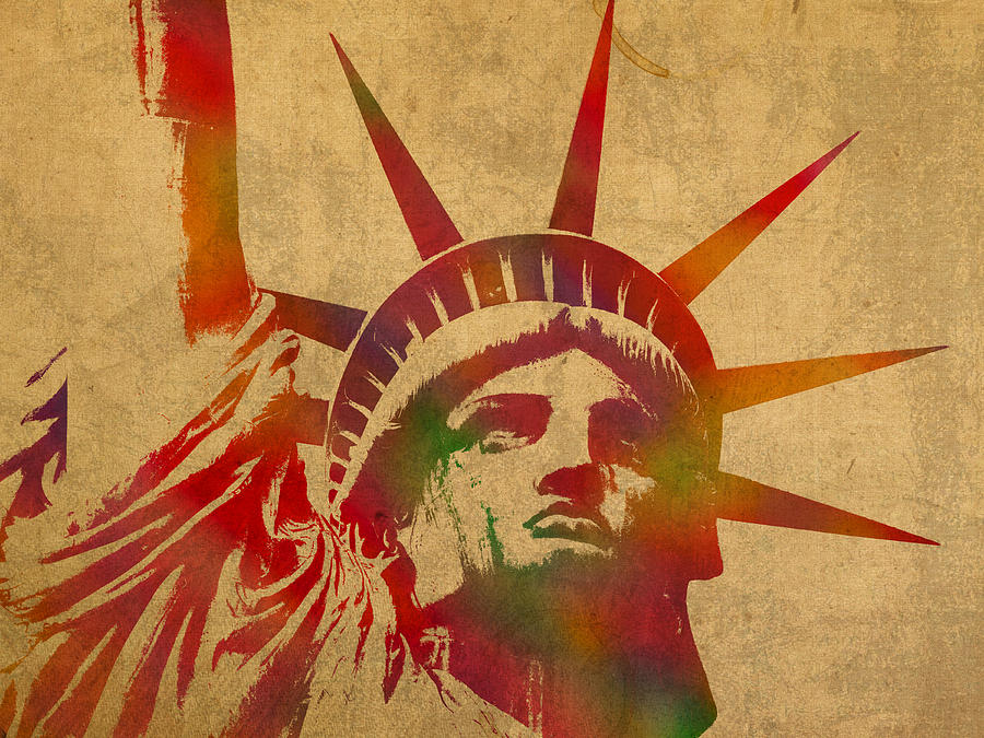 900x675 Statue Of Liberty Watercolor Portrait No 2 Mixed Media By Design - Statue Of Liberty Watercolor