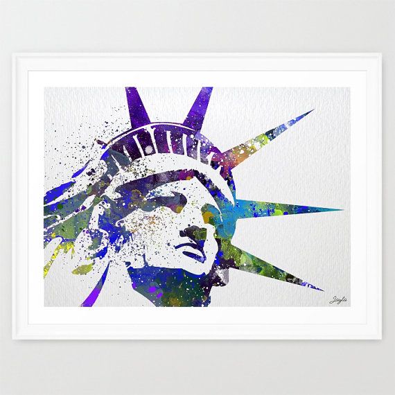 570x570 Statue Of Liberty Watercolor Illustration Art By Kidsandhomes - Statue Of Liberty Watercolor