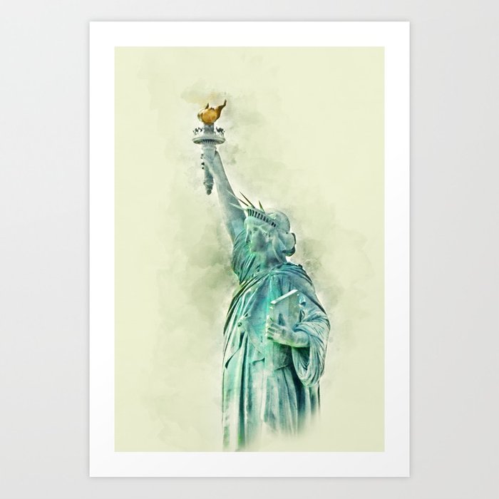 700x700 Statue Of Liberty In Watercolor Art Print By Jmccool Society6 - Statue Of Liberty Watercolor
