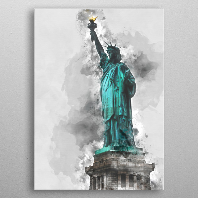 640x640 Statue Of Liberty Watercolor By Gab Fernando Metal Posters - Statue Of Liberty Watercolor