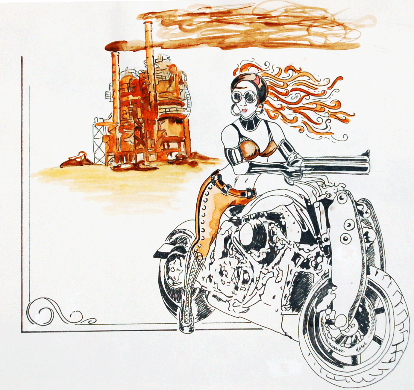 1383x1302 Steampunk Biker Hooligan Designs - Steampunk Watercolor