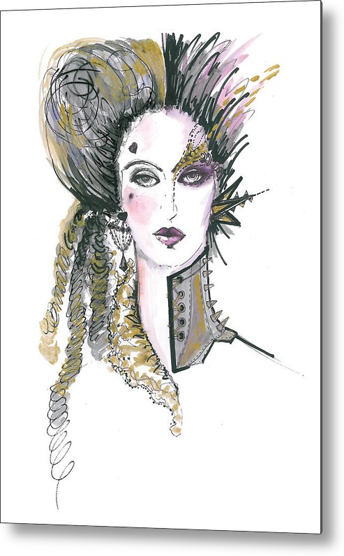 493x796 Steampunk Watercolor Fashion Illustration Metal Print By Marian Voicu - Steampunk Watercolor