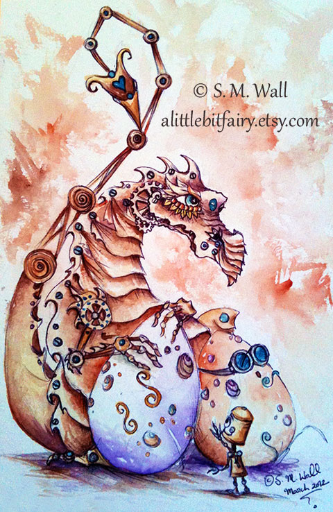 480x738 Biomechanical A Little Bit Fairy - Steampunk Watercolor