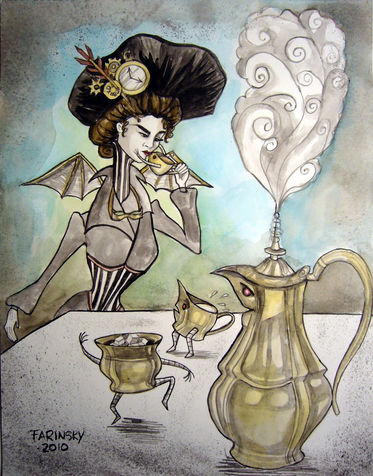 1253x1600 Farinsky Art Studio Denise Farinsky Artist And Illustrator - Steampunk Watercolor