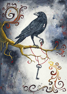 287x400 Heart Strings And Raven Wings - Steampunk Watercolor