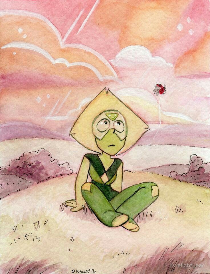 736x958 Watercolor Peridot Ladybug Sunset Steven Universe - Steven Universe Watercolor