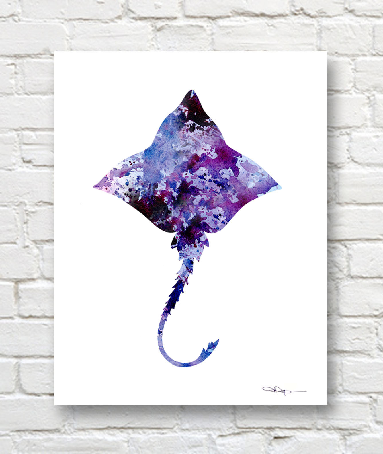 1336x1583 Stingray Contemporary Watercolor Art 11 X 14 Print By Artist Djr - Stingray Watercolor