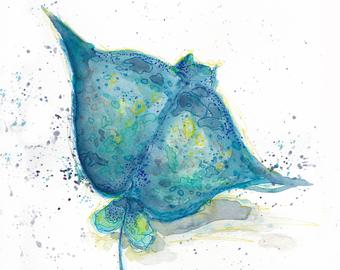 340x270 Stingray Print Etsy - Stingray Watercolor