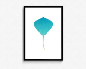 340x270 Stingray Watercolor Etsy - Stingray Watercolor