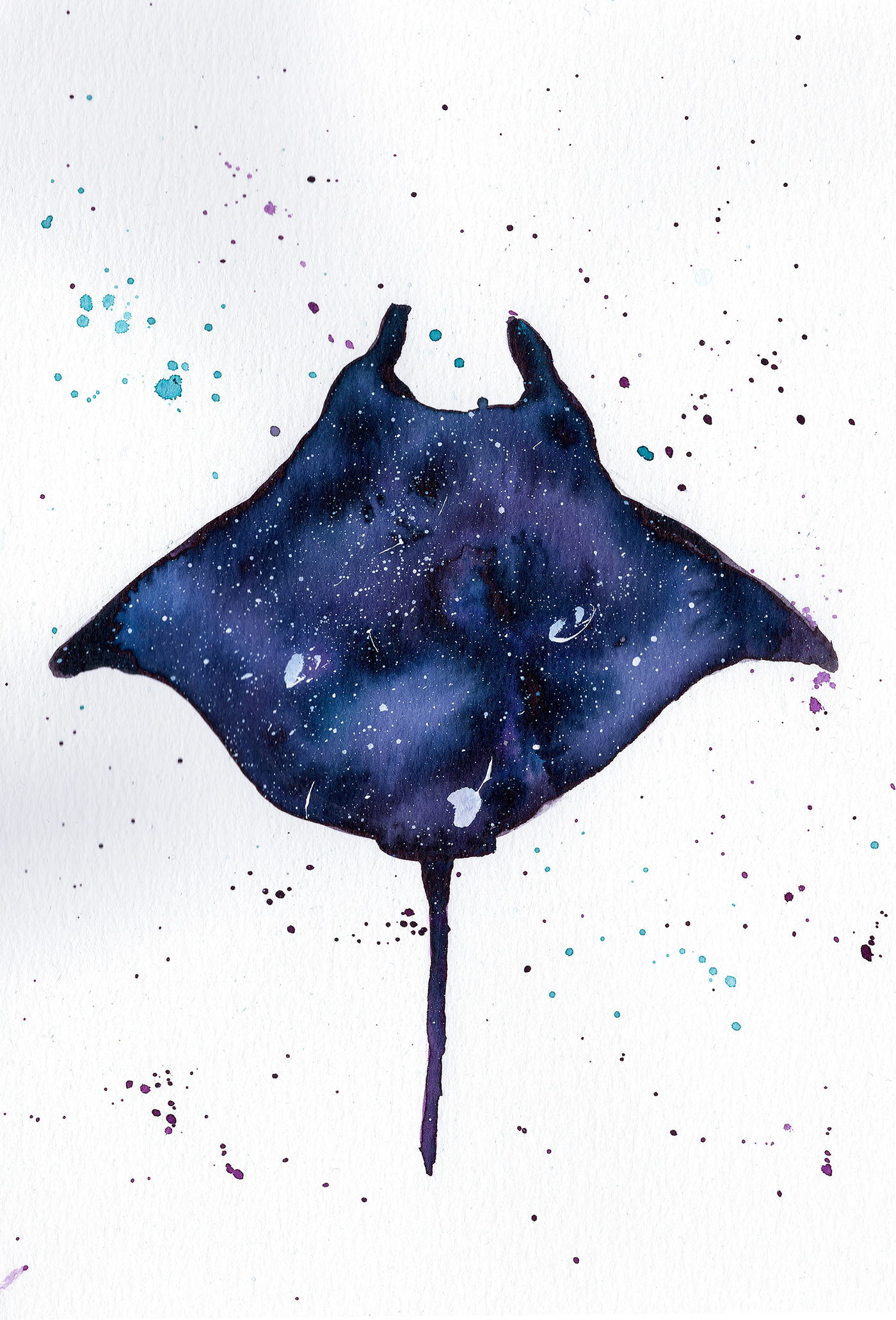 1400x2062 Watercolor Sea Creatures - Stingray Watercolor
