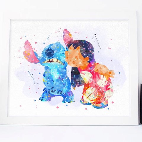 480x480 Lilo And Stitch Print Disney Lilo And Stitch Watercolor Are - Stitch Watercolor