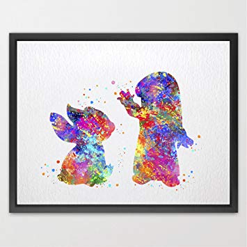 355x355 Dignovel Studios 8x10 Lilo And Stitch Inspired Kids - Stitch Watercolor