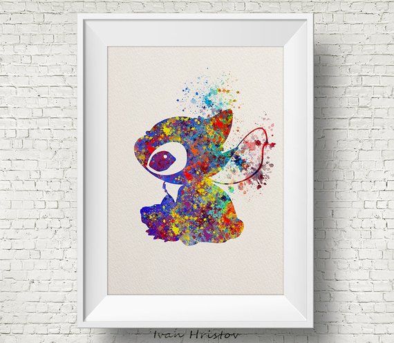570x497 Stitch Lilo Amp Stitch Disney Watercolor Art Print Giclee - Stitch Watercolor