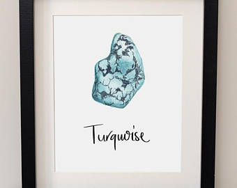 340x270 Turquoise Stone Watercolor Etsy - Stone Watercolor