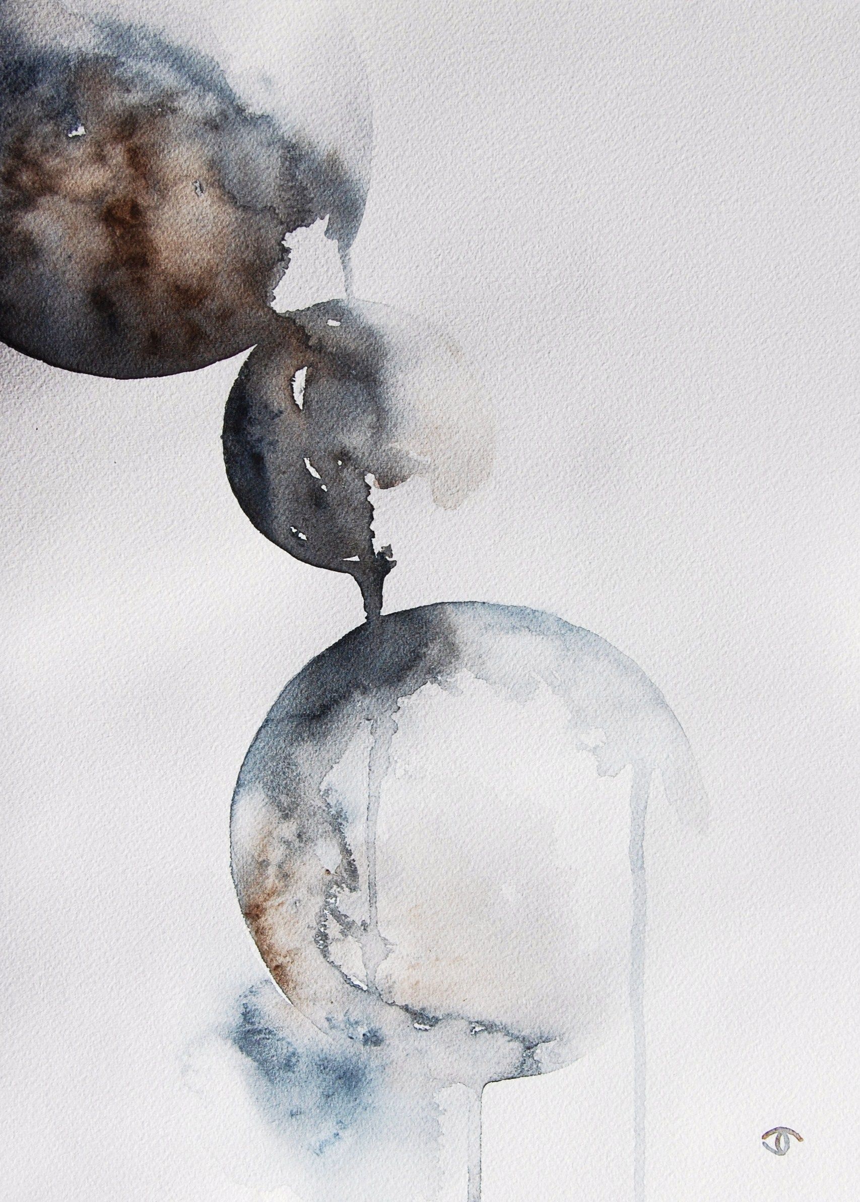 1707x2384 Abstract Stone Spheres. Watercolor. Artist Jennifer Thangavelu - Stone Watercolor