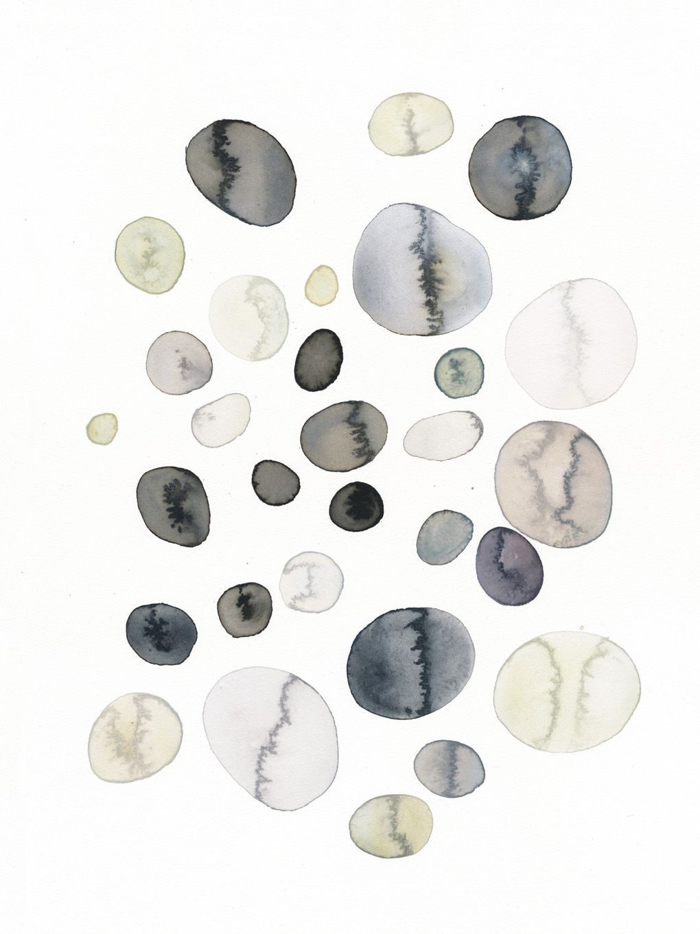 1020x1361 Black And White Stones Watercolor, Akvarel, Watercolor Art, Art - Stone Watercolor