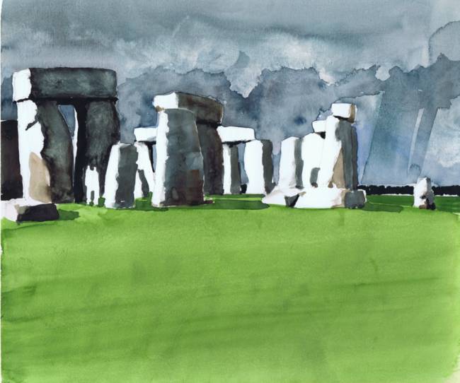 650x542 Stonehenge Watercolor By Gene Clements - Stonehenge Watercolor