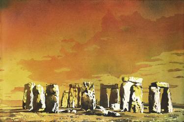 375x248 Stonehenge Silhouetted - Stonehenge Watercolor