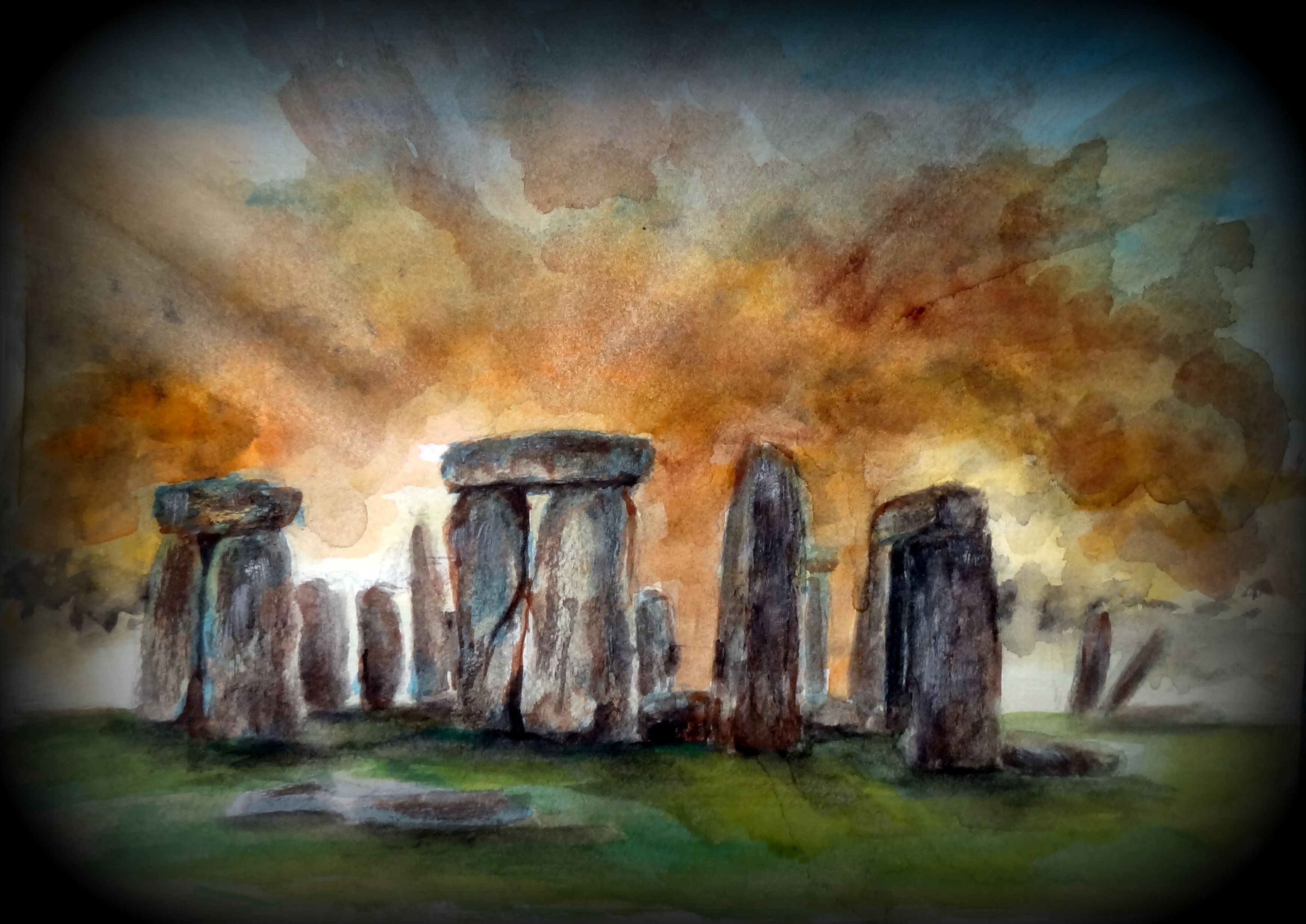3474x2460 Stonehenge Watercolour Colins Art Watercolor - Stonehenge Watercolor