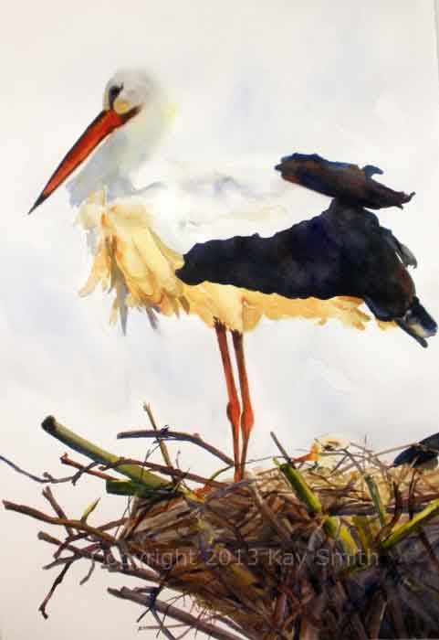 481x700 Kaysmithbrushworks Special Delivery Storks - Stork Watercolor